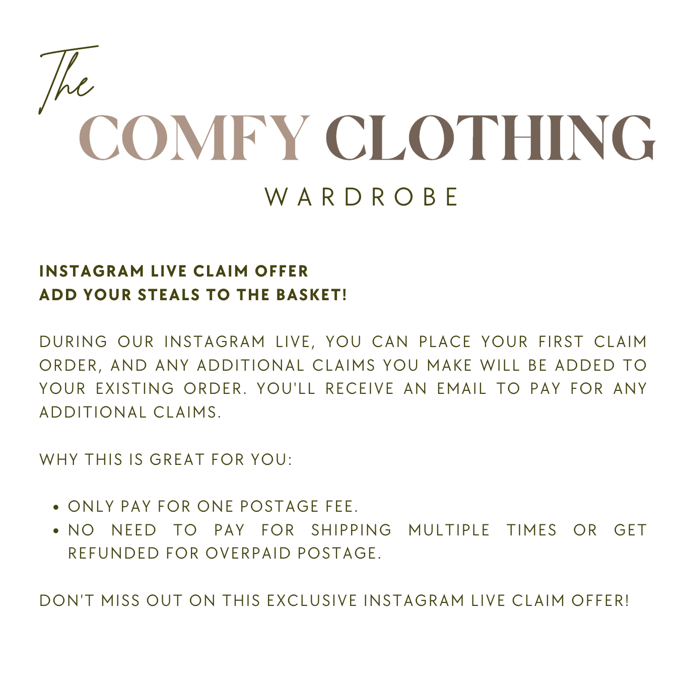 £10 CLAIM ONE ITEM SALE